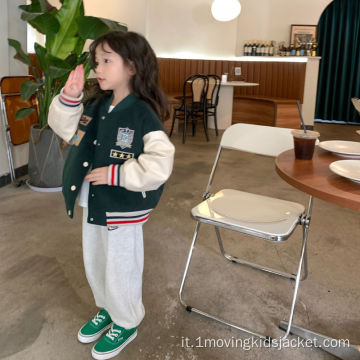 Giacca invernale da baseball uniforme da bambina a maniche lunghe